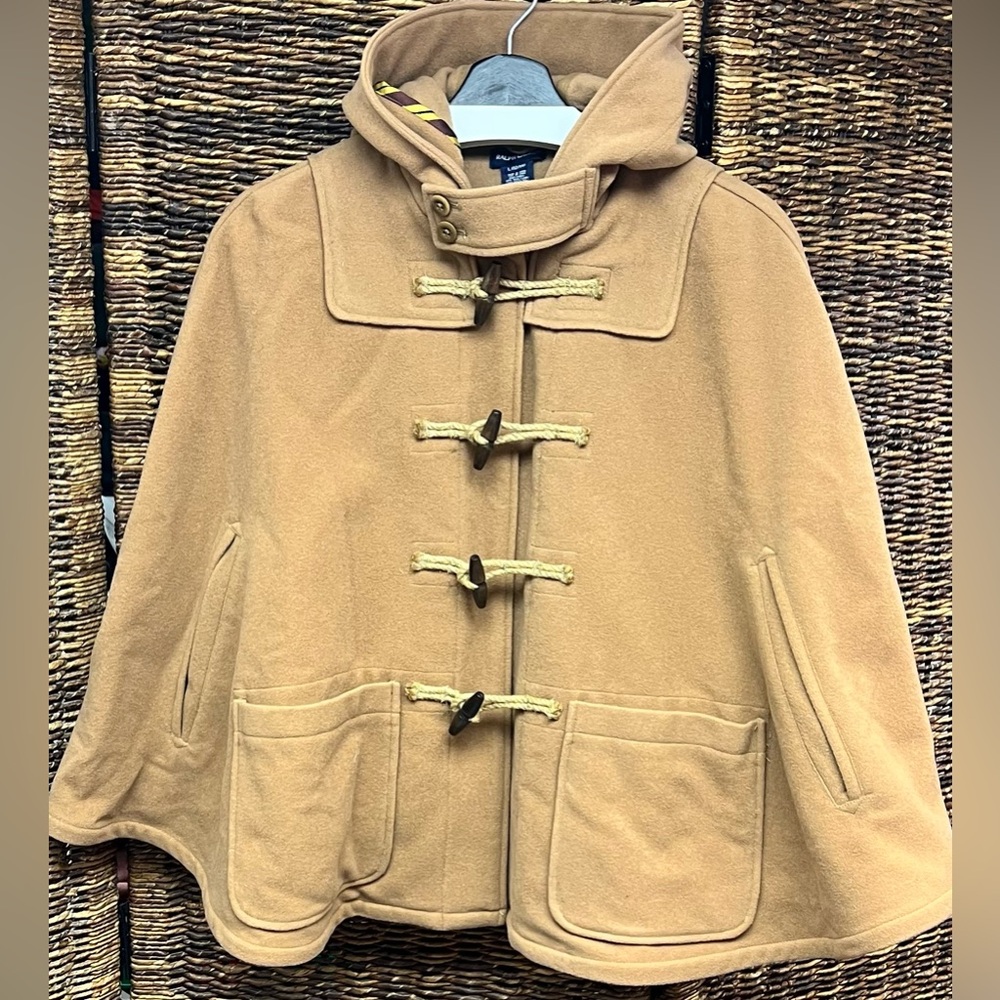 Ralph Lauren Camel Wool Blend Toggle Closure Cape- Youth, Large (12/14)